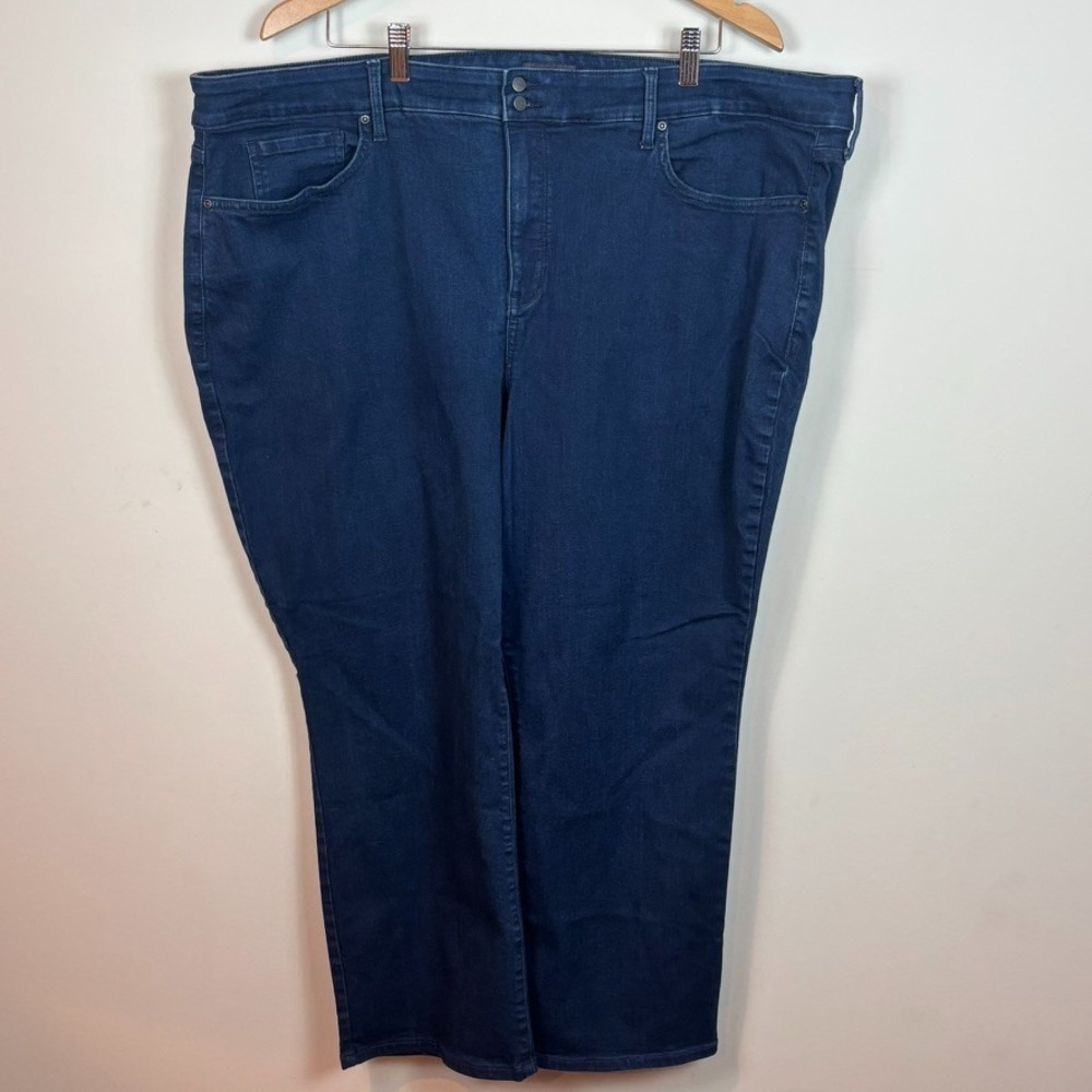 NYDJ Marilyn Straight‎ Dark Wash High Waist Womens Jeans Size 24W Petite Stretch